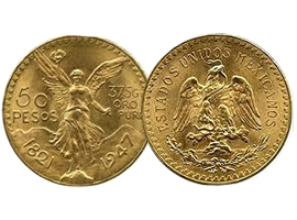 Mexican golden coin of 50 pesos (Centenario)