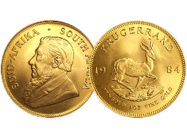 Southafrican golden coin Krugerrand