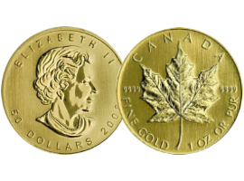 Canadian golden coin Maple Leaf