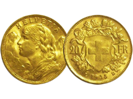 Swiss gold coin “Vreneli” (Helvetia)